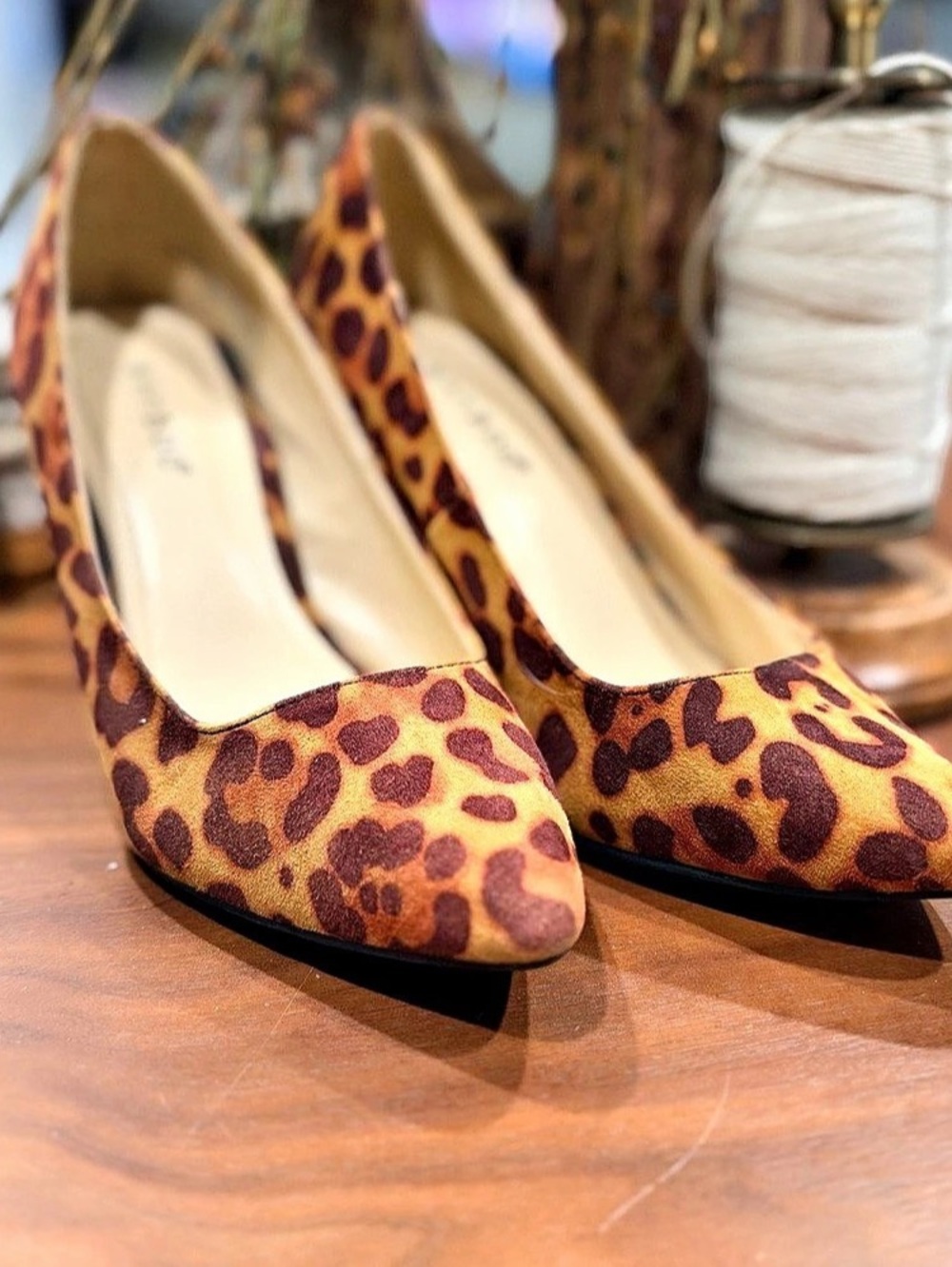 Bamboo Leopard Print Pointed Toe Heels